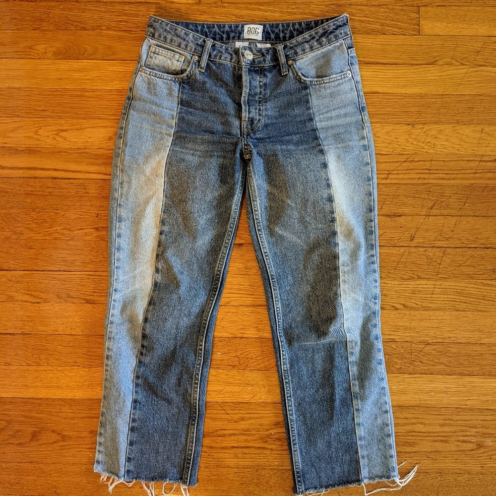 Two Panel Mom Jean with Raw Hem